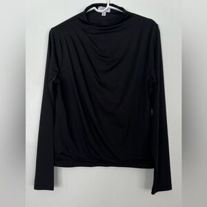 Evereve Ruched Shoulder Black Long Sleeve Top